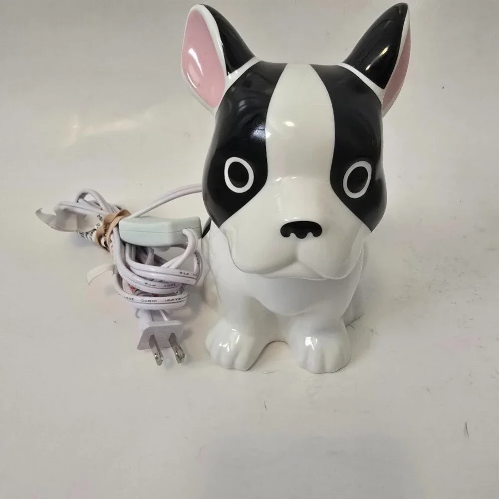 French Bulldog Black & White Ceramic Night Light Lamp